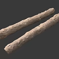 Natural Stone Wood Long Logs With Textured Surface For Rustic Decorative Elements 3d model