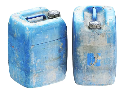 Blue Ceramic Vessels With Worn Surface Lids And Handles For Storage Use 3d model