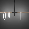 Modern Chandelier Featuring Multiple White Light Rings On Black Metal Frame 3d model