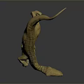 Realistic 3D Dinosaur Model In Dynamic Pose With Open Mouth And Raised Tail