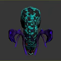Fantasy Game and Movie Character Design With Turquoise Antler Like Horns and Gray Textured Head