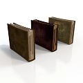 Old Books Brown Dark Red And Light Brown Placed Side By Side On White Background