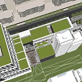 Modern Sales Office Building With Glass Facade And Green Trees In Urban Setting