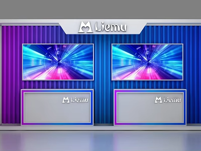Liemu Commercial Equipment with Dual Digital Screens and Purple Blue Striped Background for Advertising 3d model