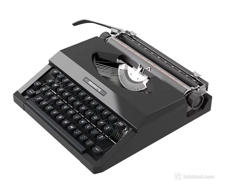 Vintage Black Office Appliance Classic Manual Typewriter with Retro Design 3d model 