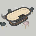 Modern Entertainment Table With Round Game Surface And Surrounding Comfortable Chairs 3d model