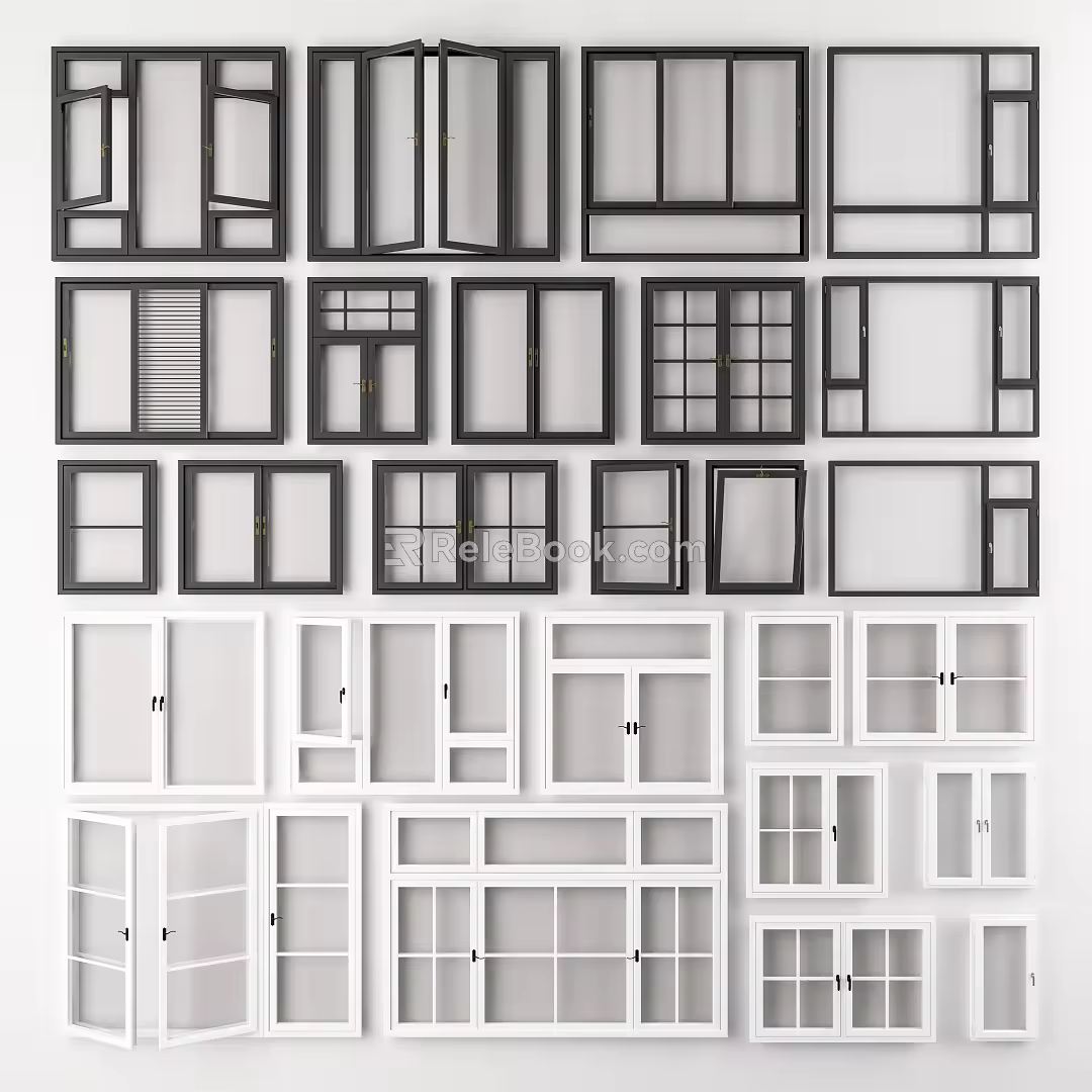 Floor-to-ceiling windows, balcony windows, aluminum alloy windows, open windows, glass windows 3d model