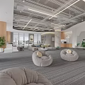 Modern Bright Open Public Office Area With Neat Workstations And Stylish Exposed Ceiling Design