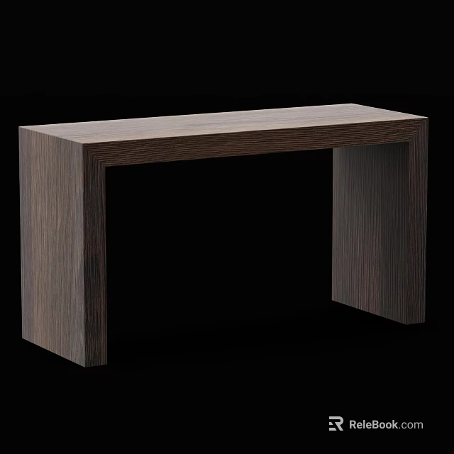 Dark Oak Coffee Table With Simple Modern Rectangular Top And Sturdy Structure 3d model