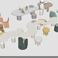 Kids Activity Tables With Curved Shapes Pastel Stools And Safe Play Design Elements
