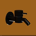 Sleek Black Wall Mounted Faucet Installed On Bright Yellow Wall Surface Design 3d model
