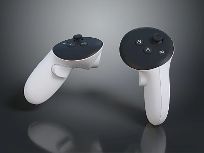 Ergonomic Wireless Gaming Controllers In White And Black With A B X Y Buttons 3d model