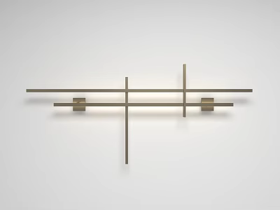 Modern Brass Wall Lamp With Cross Linear Structure And Double Light Fixtures 3d model