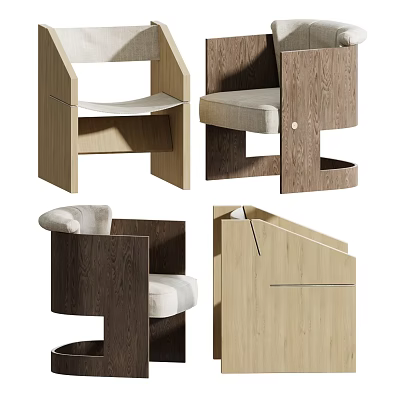 Modern Leisure Chair Designs With Wooden Frames And Comfortable Fabric Seats 3d model