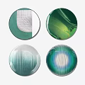 Modern Round Wall Decor With Green Blue Abstract Textured Patterns For Home Interior 3d model