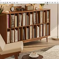 Middle Style Low Open Bookcase 3d model