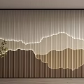 New Chinese background wall landscape grid background wall 3d model