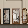 Modern Decorative Mirrors With Wooden And Black Frames In Various Shapes Reflecting Interior Spaces