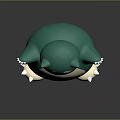 Cute Game Character Snorlax 3D Model With Green Body White Belly And Open Mouth