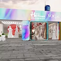 Elegant Modern Bridal Shop Interior With Wedding Dress Displays Marble Decor And Red Floral Decorations