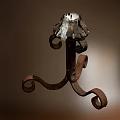 Vintage Iron Candle Lamp With Curved Decorative Base And Lampshade
