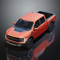 Orange Pickup Truck With Modern Sporty Design Black Wheels And Shiny Reflection
