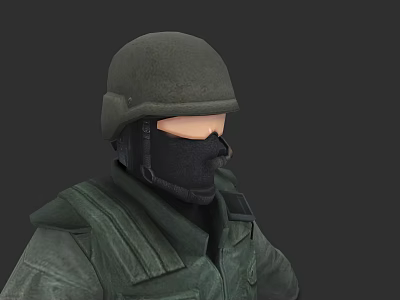 Game and Movie Character With Green Helmet Black Mask And Tactical Outfit 3d model