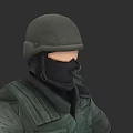 Game and Movie Character With Green Helmet Black Mask And Tactical Outfit