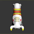 White Bull Shaped Decorative Furniture With Yellow Horns And Colorful Striped Patterns