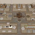 Tea Table and Chair Combination Tea Set Teapot Futon Tatami Cushion 3d model