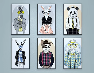 Nordic decorative painting animal decorative painting 3d model