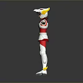 Heroic Warrior Character in Red Silver Armor with Horned Helmet Arms Outstretched