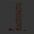 Wooden Block Stacking Tower Game with Fallen Pieces and Playful Design