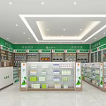 Bright Modern Pharmacy Store Interior With Well Arranged Shelves Medication Displays And Service Counter