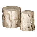 Natural Wooden Stump Shaped Desk With Natural Texture And Two Sizes