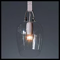 Modern Transparent Glass Chandeliers With White Leather Straps And Illuminated Bulbs