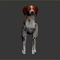 3D Rendered Red and White Dog Standing on Dark Background with Reflection