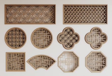 New Chinese-style openwork window 3d model