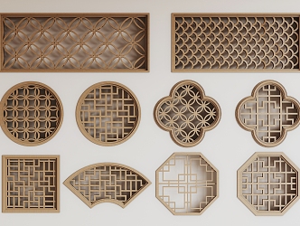 New Chinese-style openwork window 3d model