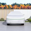 Car Covered With White Cover On Concrete Driveway By Autumn Trees And Wooden Fence