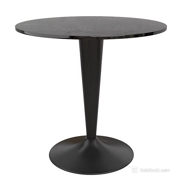 Sleek Black Coffee Table With Round Top And Tapered Pedestal Base Design 3d model 