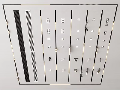 Contemporary Home Ceiling Layout Design With Downlights and Spotlights Installation Arrangement 3d model