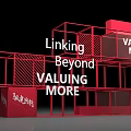 Red Geometric Frame Art Installation Featuring Linking Beyond And Valuing More Themes 3d model