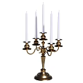 Brass Candelabra With Five White Candles Classic Vintage Design And Sturdy Base