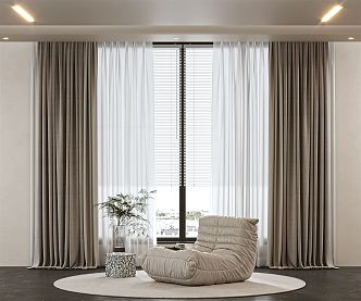 modern curtain gauze curtain 3d model