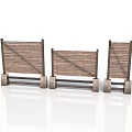 Three Mobile Wooden Slatted Panels With Wheel Stands On White Background