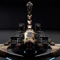 Smart Machine Mechanical Scorpion With Weapons Gold Black Design And Blue Halo Platform