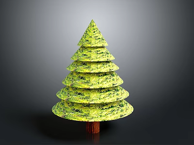 Green Layered Decorative Plant with Tree Like Structure and Textured Surface 3d model