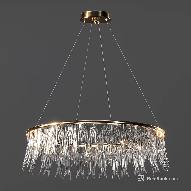 Modern Hanging Crystal Chandelier With Decorative Metal Frame And Illuminated Pendants 3d model 