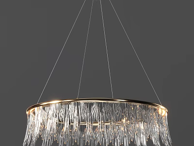 Modern Hanging Crystal Chandelier With Decorative Metal Frame And Illuminated Pendants 3d model